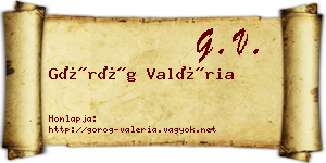 Görög Valéria névjegykártya